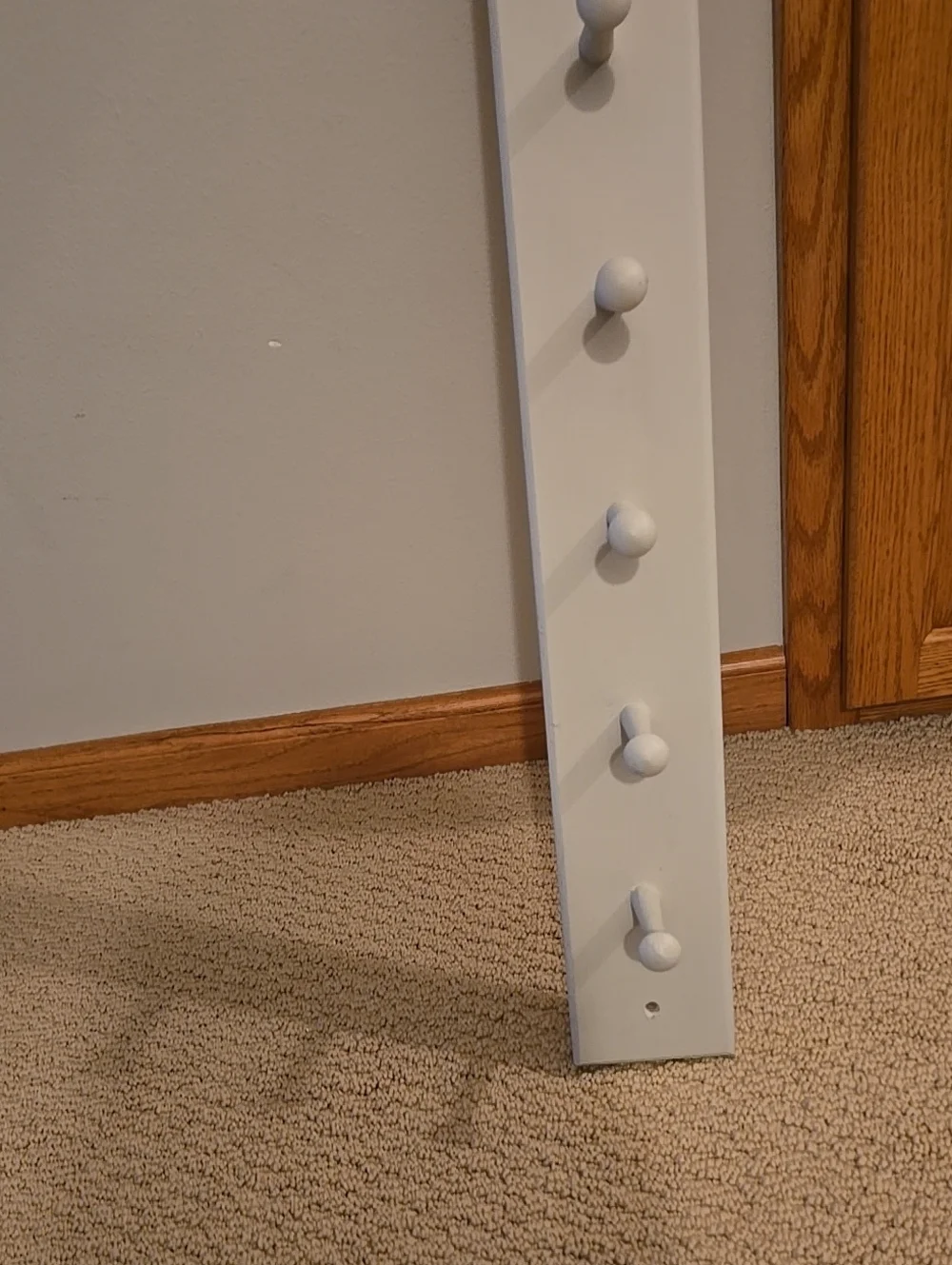 Farmhouse modern Wooden Coat shoe hat purse painted light gray wall Rack 8 Peg